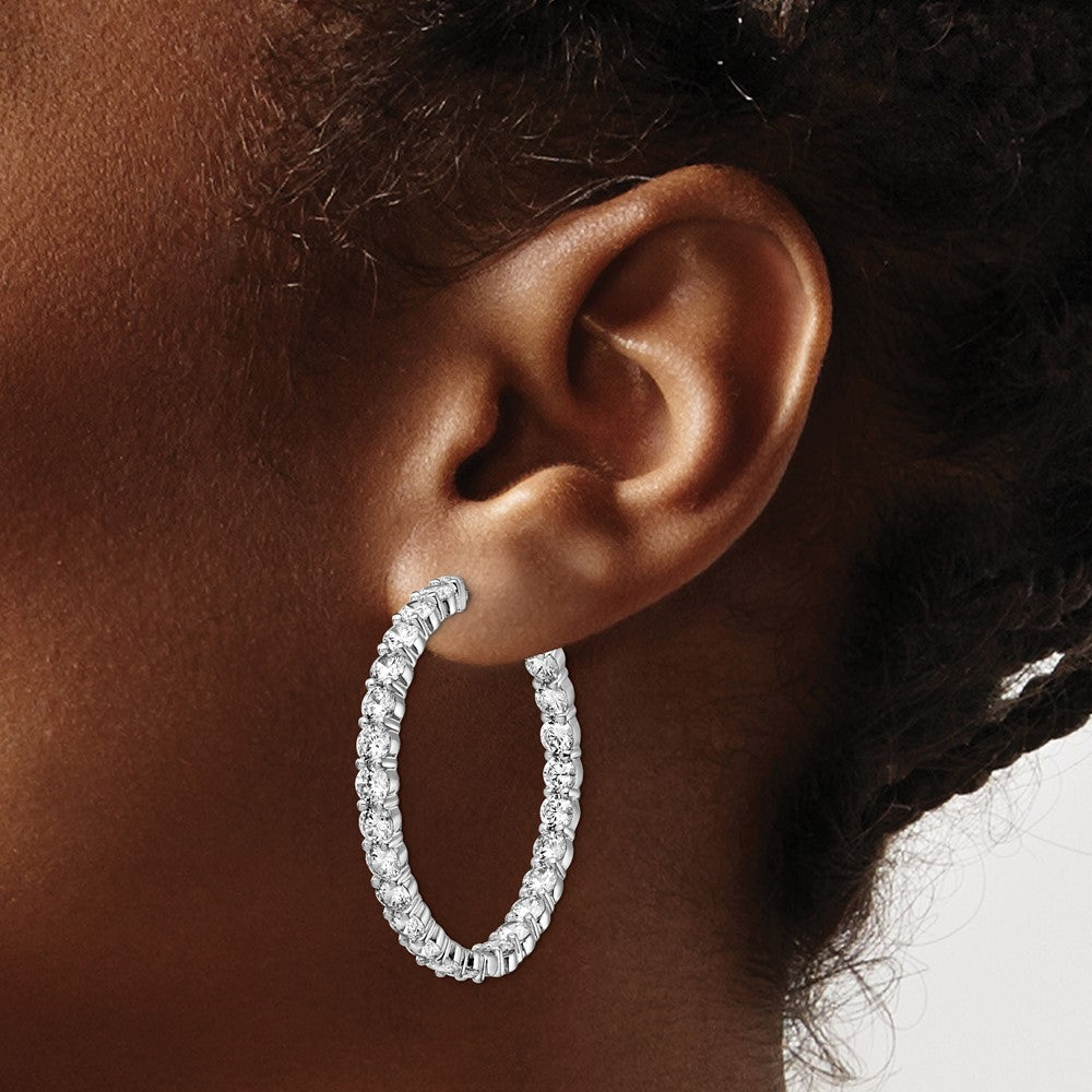 FJC Finejewelers 925 Sterling Silver Rhodium Plated CZ In and Out Hinged Hoop Earrings 39 x 39 mm