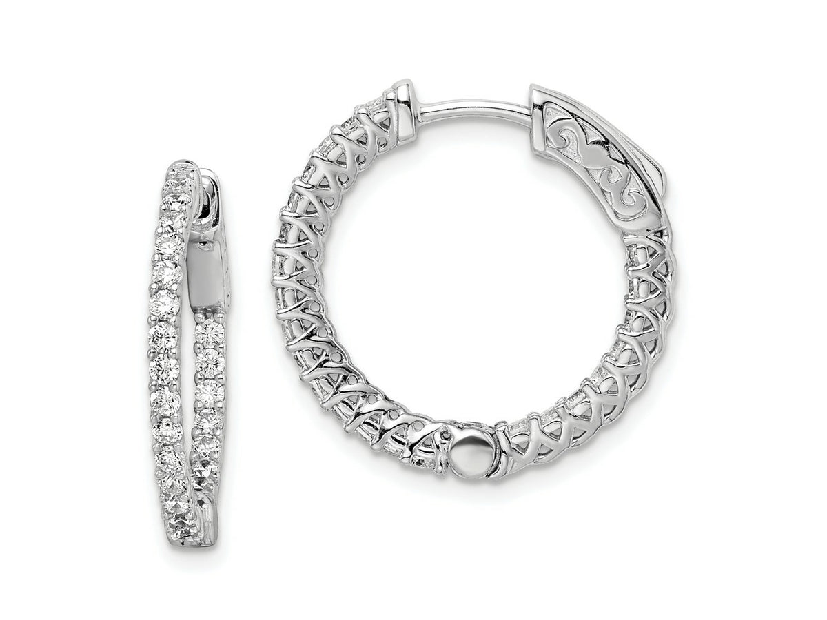 FJC Finejewelers 925 Sterling Silver Rhodium Plated CZ In and Out Hinged Hoop Earrings 21 x 21 mm