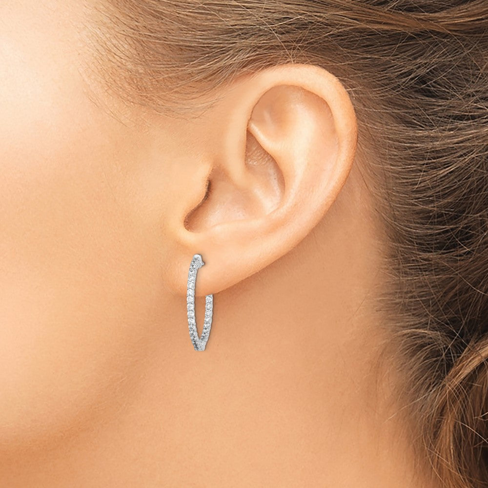 FJC Finejewelers 925 Sterling Silver Rhodium Plated CZ In and Out Hinged Hoop Earrings 24 x 24 mm