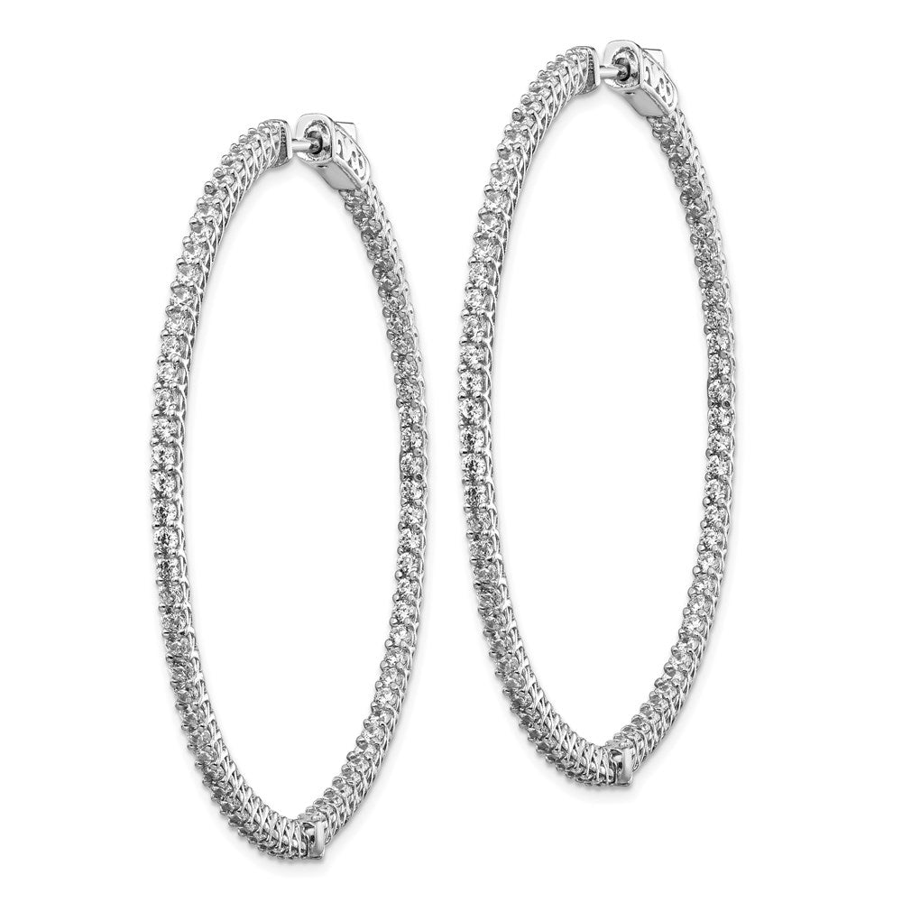 FJC Finejewelers 925 Sterling Silver Rhodium Plated CZ In and Out Hinged Hoop Earrings 51 x 51 mm
