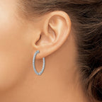 FJC Finejewelers 925 Sterling Silver Rhodium Plated CZ In and Out Hinged Hoop Earrings 29 x 29 mm