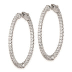 FJC Finejewelers 925 Sterling Silver  CZ 78 Stones In and Out Hinged Hoop Earrings 37 x 37 mm