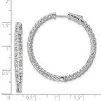 FJC Finejewelers 925 Sterling Silver  CZ 78 Stones In and Out Hinged Hoop Earrings 37 x 37 mm