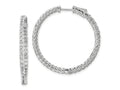 FJC Finejewelers 925 Sterling Silver  CZ 78 Stones In and Out Hinged Hoop Earrings 37 x 37 mm