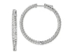FJC Finejewelers 925 Sterling Silver  CZ 78 Stones In and Out Hinged Hoop Earrings 37 x 37 mm