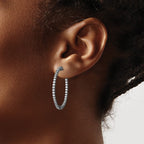 FJC Finejewelers 925 Sterling Silver Black Rhodium Plated CZ In and Out Hinged Hoop Earrings 35 x 37 mm