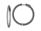 FJC Finejewelers 925 Sterling Silver Black Rhodium Plated CZ In and Out Hinged Hoop Earrings 35 x 37 mm
