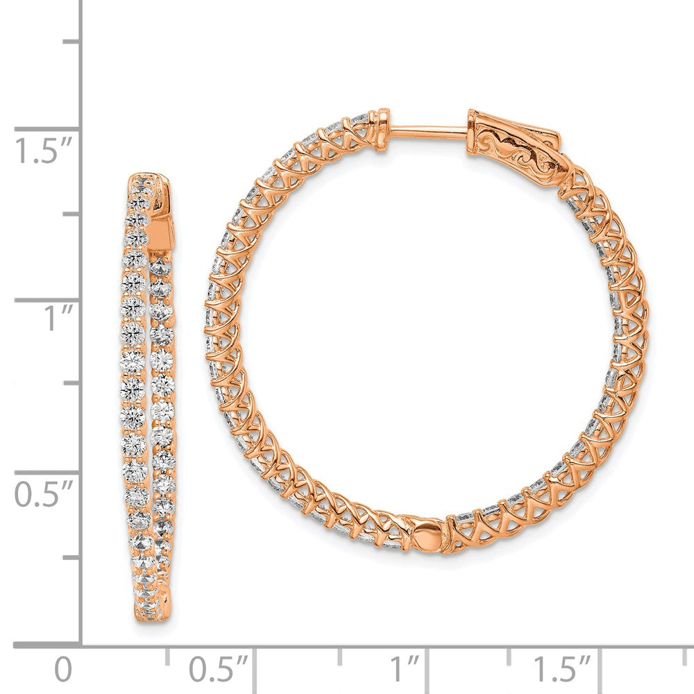 FJC Finejewelers 925 Sterling Silver Rose-tone CZ In and Out Hinged Hoop Earrings 35 x 37 mm