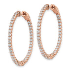 FJC Finejewelers 925 Sterling Silver Rose-tone CZ In and Out Hinged Hoop Earrings 35 x 37 mm