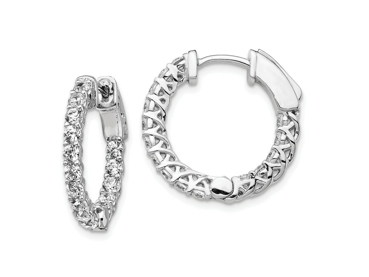 FJC Finejewelers 925 Sterling Silver Rhodium Plated CZ In and Out Hinged Hoop Earrings 21 x 21 mm