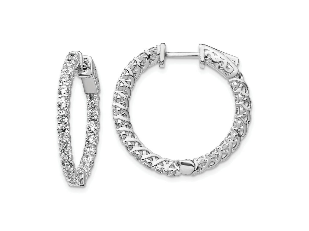 FJC Finejewelers 925 Sterling Silver Rhodium Plated CZ In and Out Hinged Hoop Earrings 24 x 25 mm