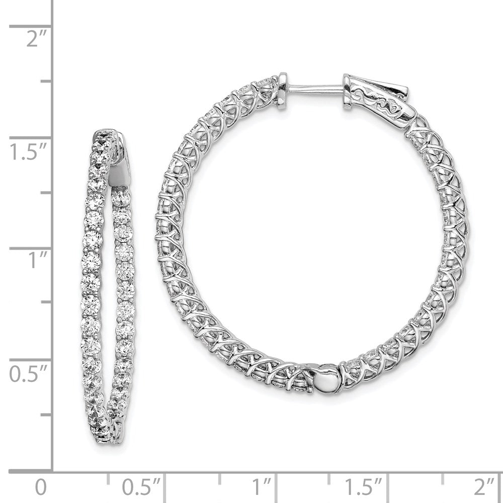 FJC Finejewelers 925 Sterling Silver Rhodium Plated CZ In and Out Hinged Hoop Earrings 36 x 35 mm