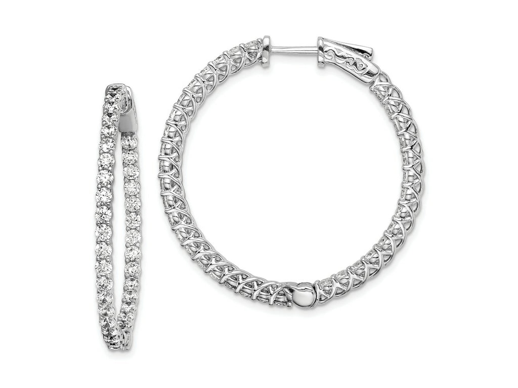 FJC Finejewelers 925 Sterling Silver Rhodium Plated CZ In and Out Hinged Hoop Earrings 36 x 35 mm