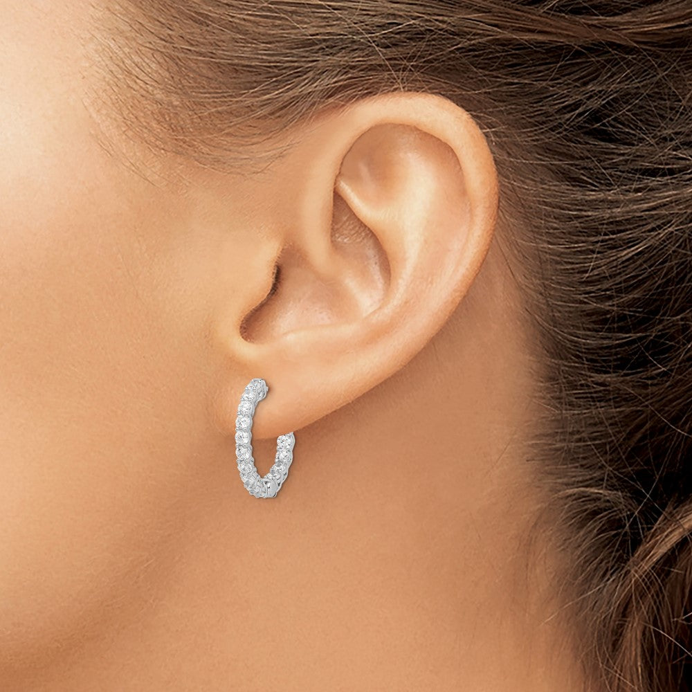FJC Finejewelers 925 Sterling Silver Rhodium Plated CZ In and Out Hinged Hoop Earrings 20 x 21 mm