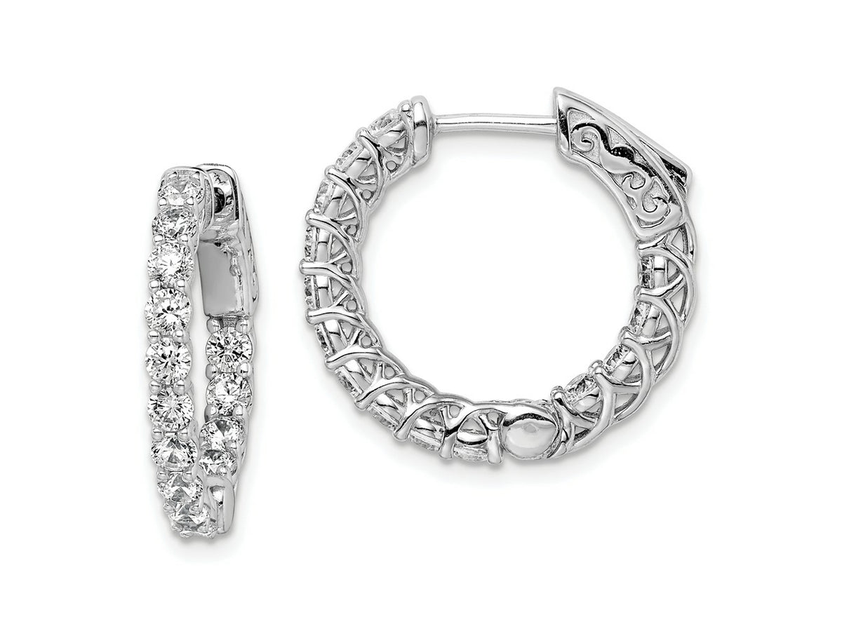 FJC Finejewelers 925 Sterling Silver Rhodium Plated CZ In and Out Hinged Hoop Earrings 20 x 21 mm