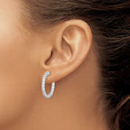 FJC Finejewelers 925 Sterling Silver Rhodium Plated CZ In and Out Hinged Hoop Earrings 25 x 25 mm