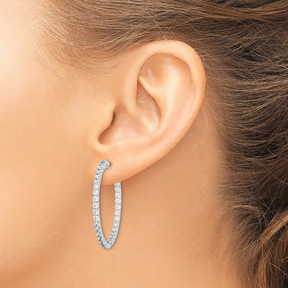 FJC Finejewelers 925 Sterling Silver Rhodium Plated CZ In and Out Hinged Hoop Earrings 36 x 36 mm