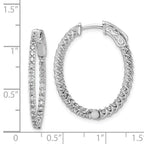 FJC Finejewelers 925 Sterling Silver Rhodium Plated CZ Hinged Oval Hoop Earrings 29 x 23 mm