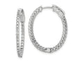 FJC Finejewelers 925 Sterling Silver Rhodium Plated CZ Hinged Oval Hoop Earrings 29 x 23 mm