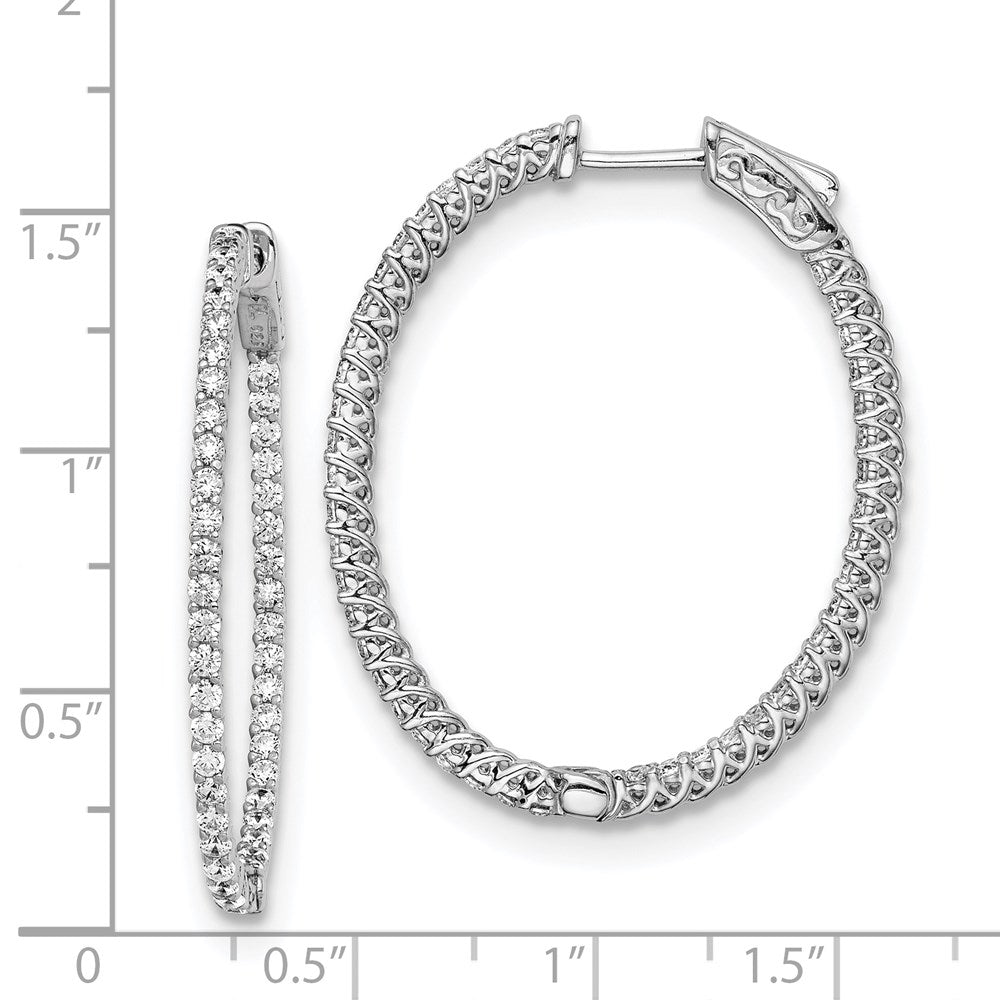 FJC Finejewelers 925 Sterling Silver Rhodium Plated CZ Hinged Oval Hoop Earrings 37 x 30 mm