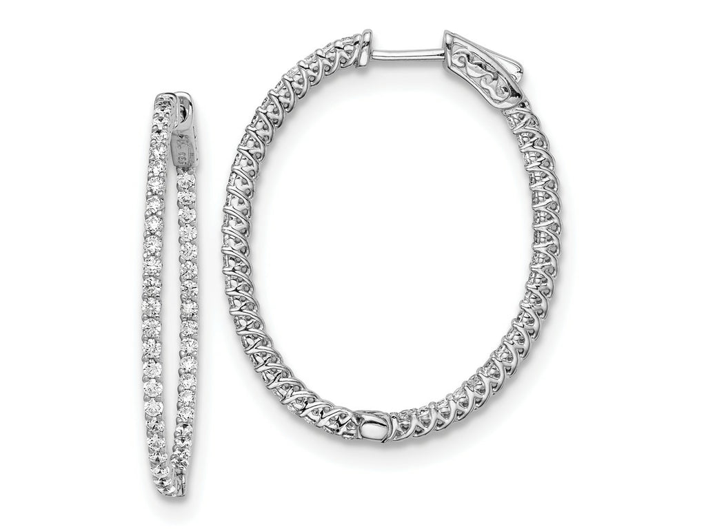 FJC Finejewelers 925 Sterling Silver Rhodium Plated CZ Hinged Oval Hoop Earrings 37 x 30 mm