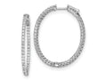 FJC Finejewelers 925 Sterling Silver Rhodium Plated CZ Hinged Oval Hoop Earrings 37 x 30 mm