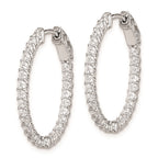 FJC Finejewelers 925 Sterling Silver Rhodium Plated CZ Hinged Oval Hoop Earrings 27 x 22 mm