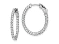 FJC Finejewelers 925 Sterling Silver Rhodium Plated CZ Hinged Oval Hoop Earrings 27 x 22 mm
