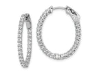FJC Finejewelers 925 Sterling Silver Rhodium Plated CZ Hinged Oval Hoop Earrings 27 x 22 mm