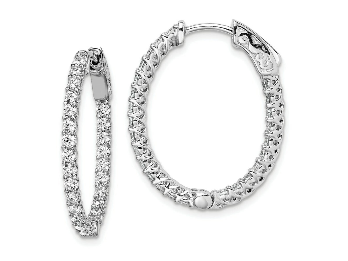 FJC Finejewelers 925 Sterling Silver Rhodium Plated CZ Hinged Oval Hoop Earrings 27 x 22 mm