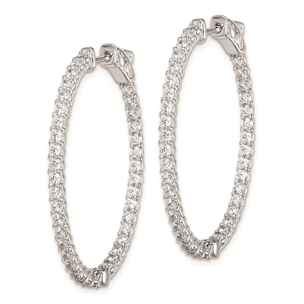FJC Finejewelers 925 Sterling Silver Rhodium Plated CZ Hinged Oval Hoop Earrings 36 x 30 mm