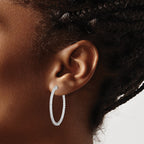 FJC Finejewelers 925 Sterling Silver Rhodium Plated CZ Hinged Oval Hoop Earrings 36 x 30 mm