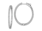 FJC Finejewelers 925 Sterling Silver Rhodium Plated CZ Hinged Oval Hoop Earrings 36 x 30 mm