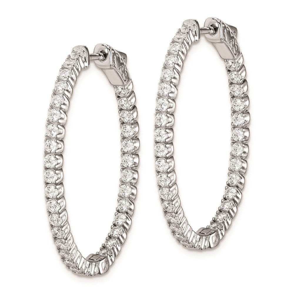 FJC Finejewelers 925 Sterling Silver Rhodium Plated CZ Hinged Oval Hoop Earrings 33 x 28 mm