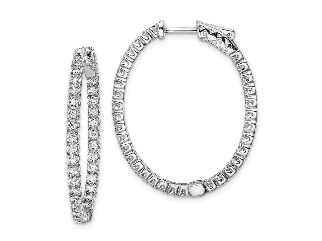 FJC Finejewelers 925 Sterling Silver Rhodium Plated CZ Hinged Oval Hoop Earrings 33 x 28 mm