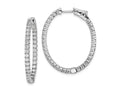FJC Finejewelers 925 Sterling Silver Rhodium Plated CZ Hinged Oval Hoop Earrings 33 x 28 mm