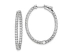 FJC Finejewelers 925 Sterling Silver Rhodium Plated CZ Hinged Oval Hoop Earrings 33 x 28 mm