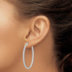 FJC Finejewelers 925 Sterling Silver Rhodium Plated CZ Hinged Oval Hoop Earrings 48 x 38 mm
