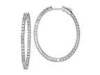FJC Finejewelers 925 Sterling Silver Rhodium Plated CZ Hinged Oval Hoop Earrings 42 x 34 mm