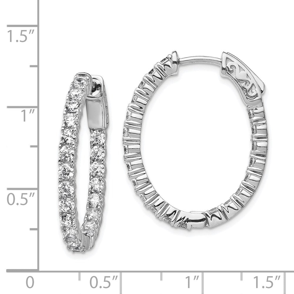 FJC Finejewelers 925 Sterling Silver Rhodium Plated CZ Hinged Oval Hoop Earrings 27 x 22 mm