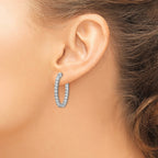FJC Finejewelers 925 Sterling Silver Rhodium Plated CZ Hinged Oval Hoop Earrings 27 x 22 mm