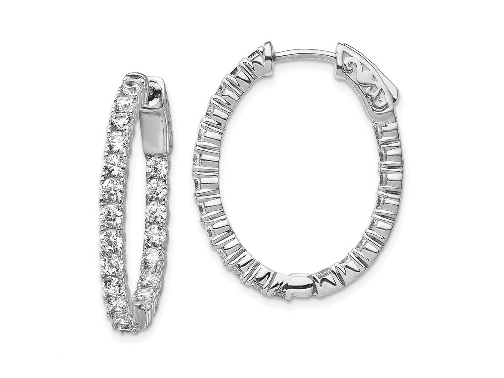FJC Finejewelers 925 Sterling Silver Rhodium Plated CZ Hinged Oval Hoop Earrings 27 x 22 mm