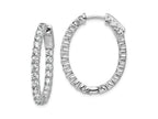 FJC Finejewelers 925 Sterling Silver Rhodium Plated CZ Hinged Oval Hoop Earrings 27 x 22 mm