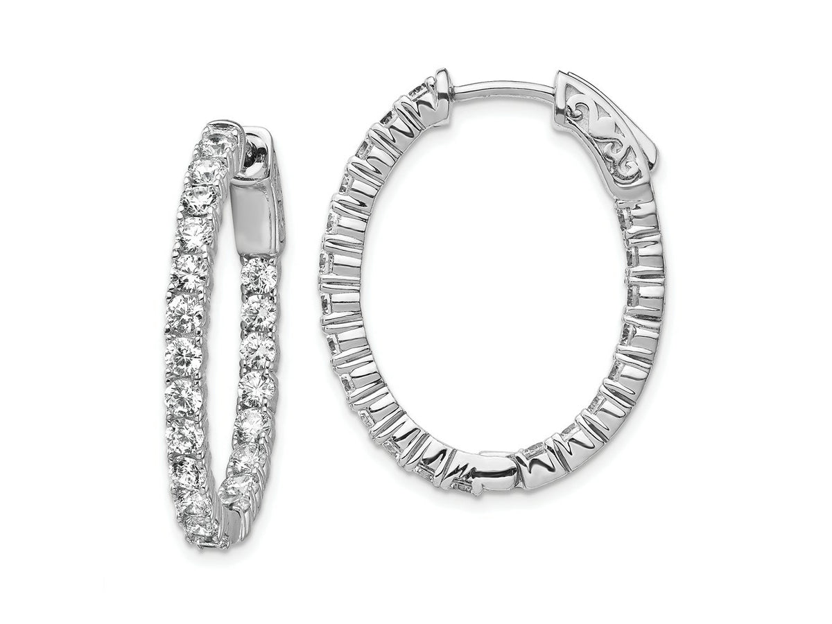 FJC Finejewelers 925 Sterling Silver Rhodium Plated CZ Hinged Oval Hoop Earrings 27 x 22 mm