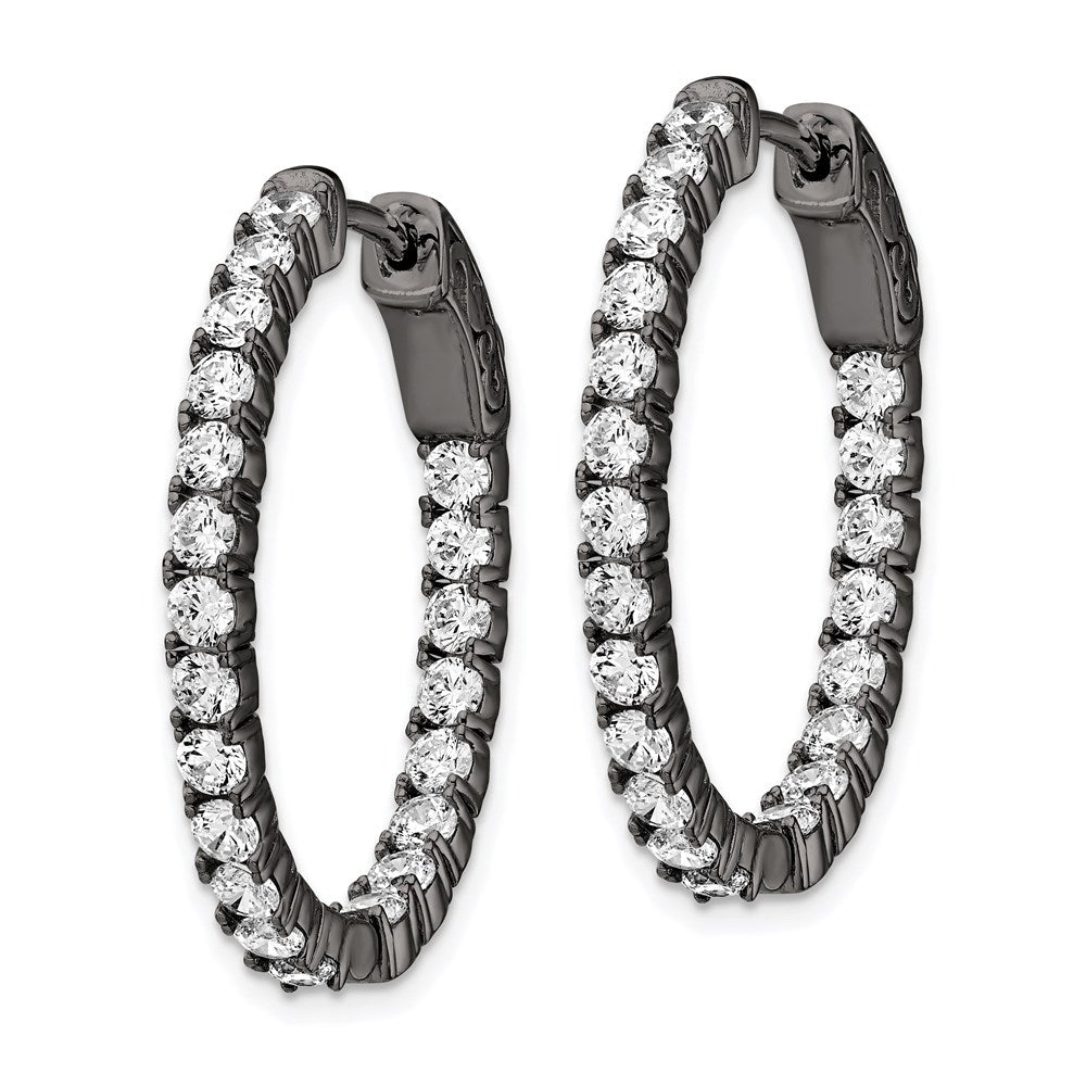 FJC Finejewelers 925 Sterling Silver Black Rhodium Plated In and Out CZ Oval Hoop Earrings 27 x 22 mm