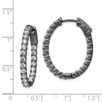 FJC Finejewelers 925 Sterling Silver Black Rhodium Plated In and Out CZ Oval Hoop Earrings 27 x 22 mm