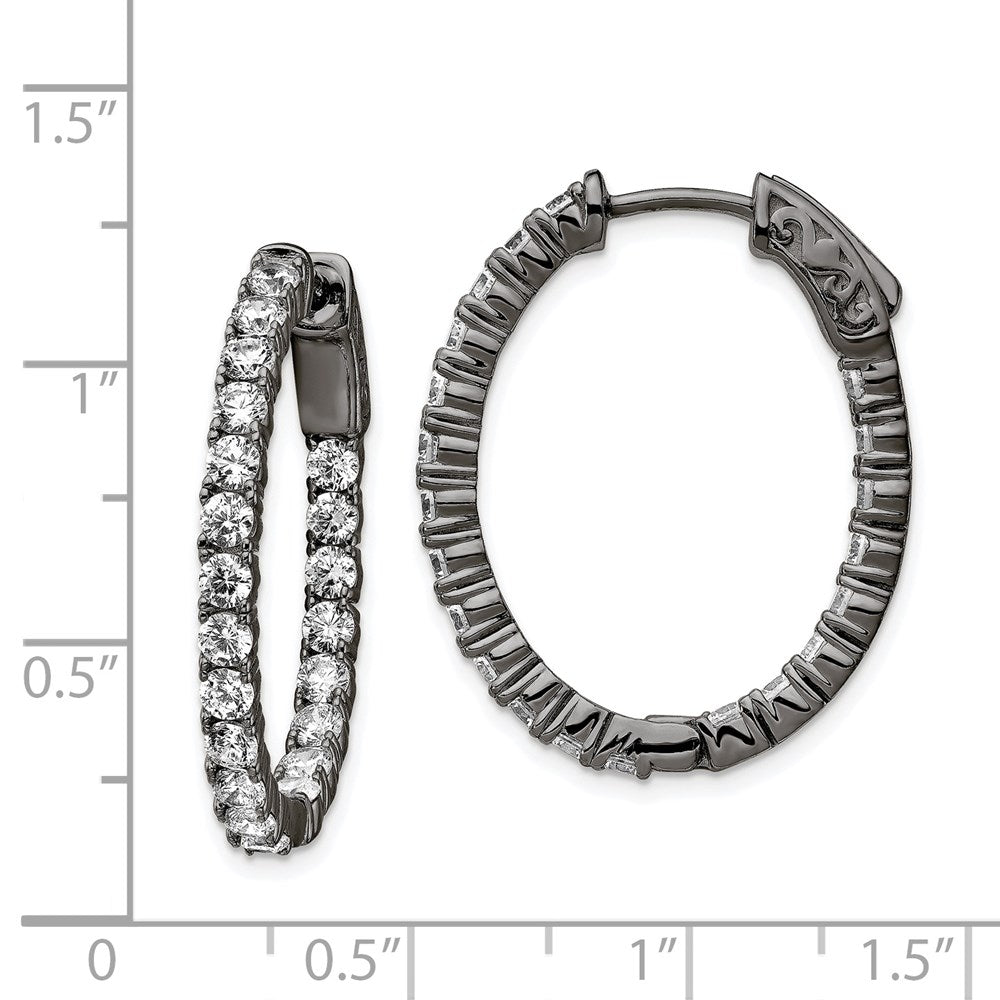 FJC Finejewelers 925 Sterling Silver Black Rhodium Plated In and Out CZ Oval Hoop Earrings 27 x 22 mm