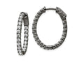 FJC Finejewelers 925 Sterling Silver Black Rhodium Plated In and Out CZ Oval Hoop Earrings 27 x 22 mm