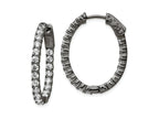 FJC Finejewelers 925 Sterling Silver Black Rhodium Plated In and Out CZ Oval Hoop Earrings 27 x 22 mm