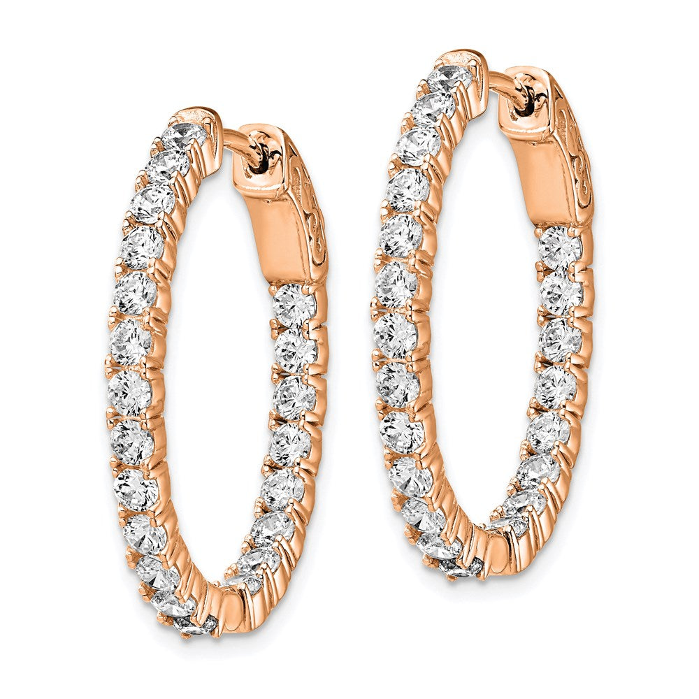 FJC Finejewelers 925 Sterling Silver Rose-tone CZ In and Out Oval Hoop Earrings 27 x 22 mm